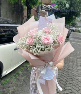 Bó hoa hồng kem 01